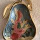 Vintage gold brass and cloisonné enamel pear trinket dish - 60s/70s