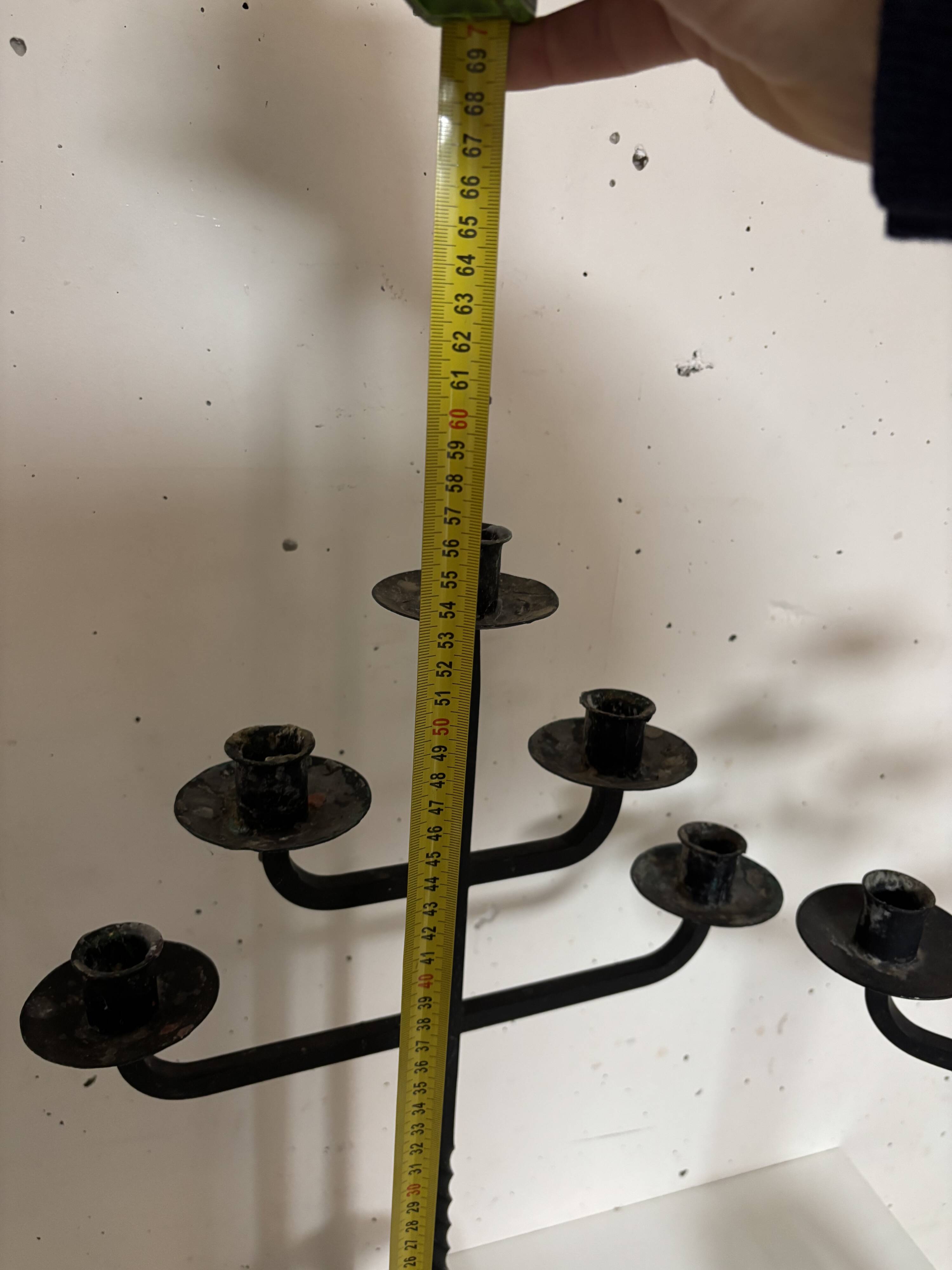 Pair of large iron candlesticks 1950