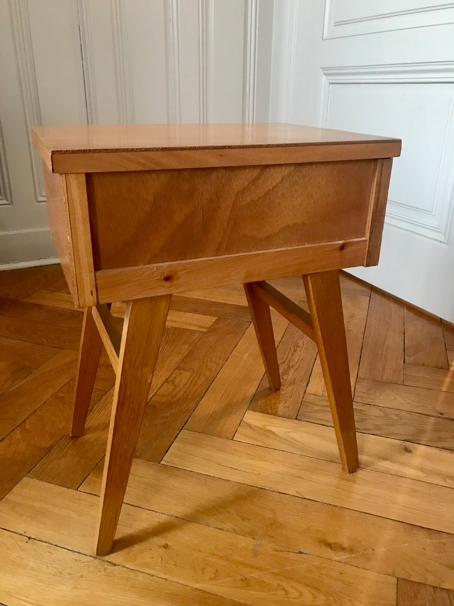 Bedside wood and rattan