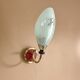 Vintage Mid Century Space Age brass & green opaline wall light Lunel