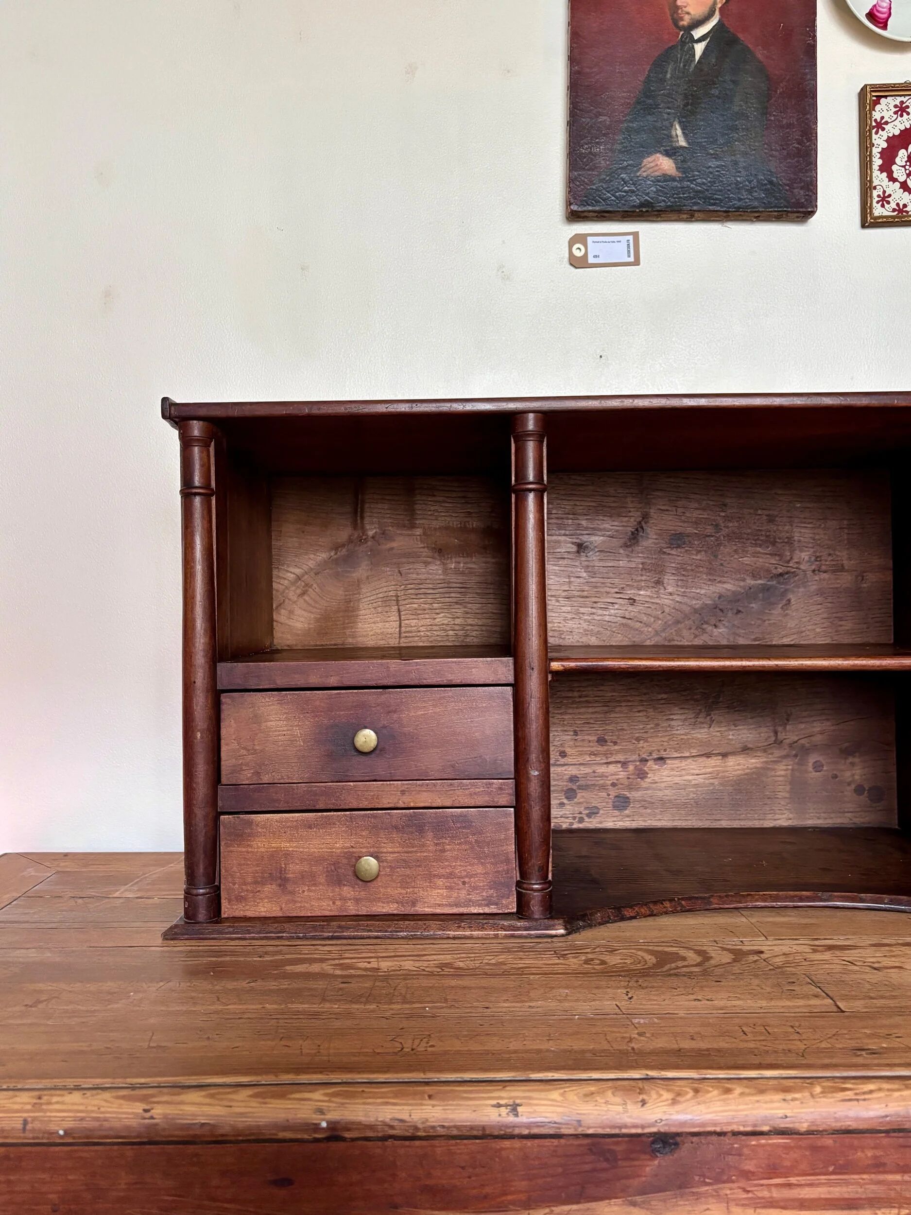 Meuble de rangement, cabinet 4 tiroirs en bois foncé