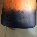 Bronze lamp with tulip in glass paste signed Vianne