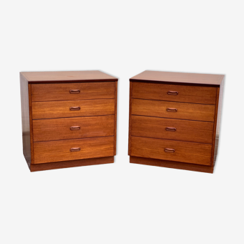 Pair of Scandinavian teak chests of drawers, Roche Bobois edition, 1960