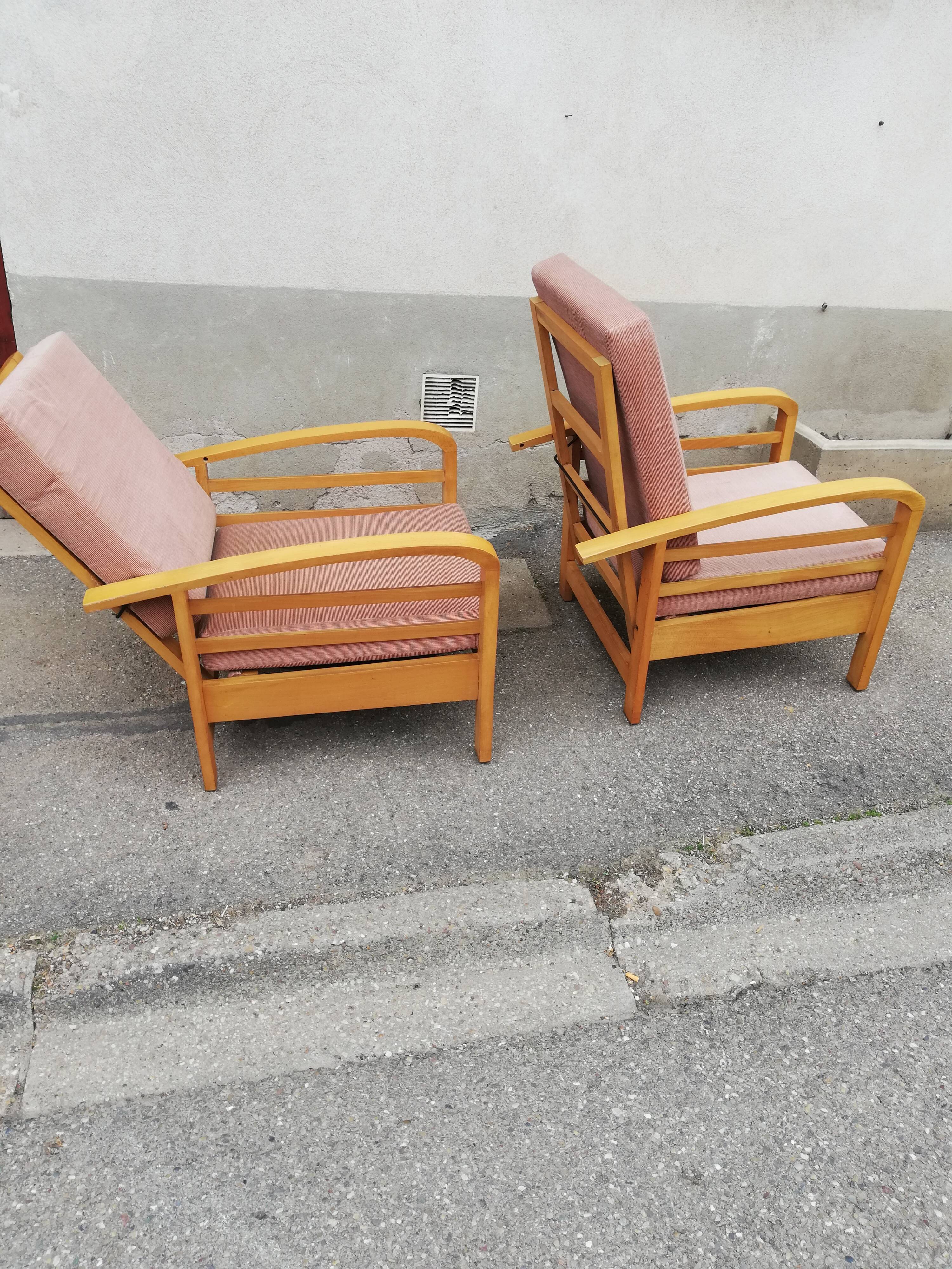 Pair of armchairs year 50 adjustable back