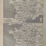 Lithograph map of france from 1922 (large format)