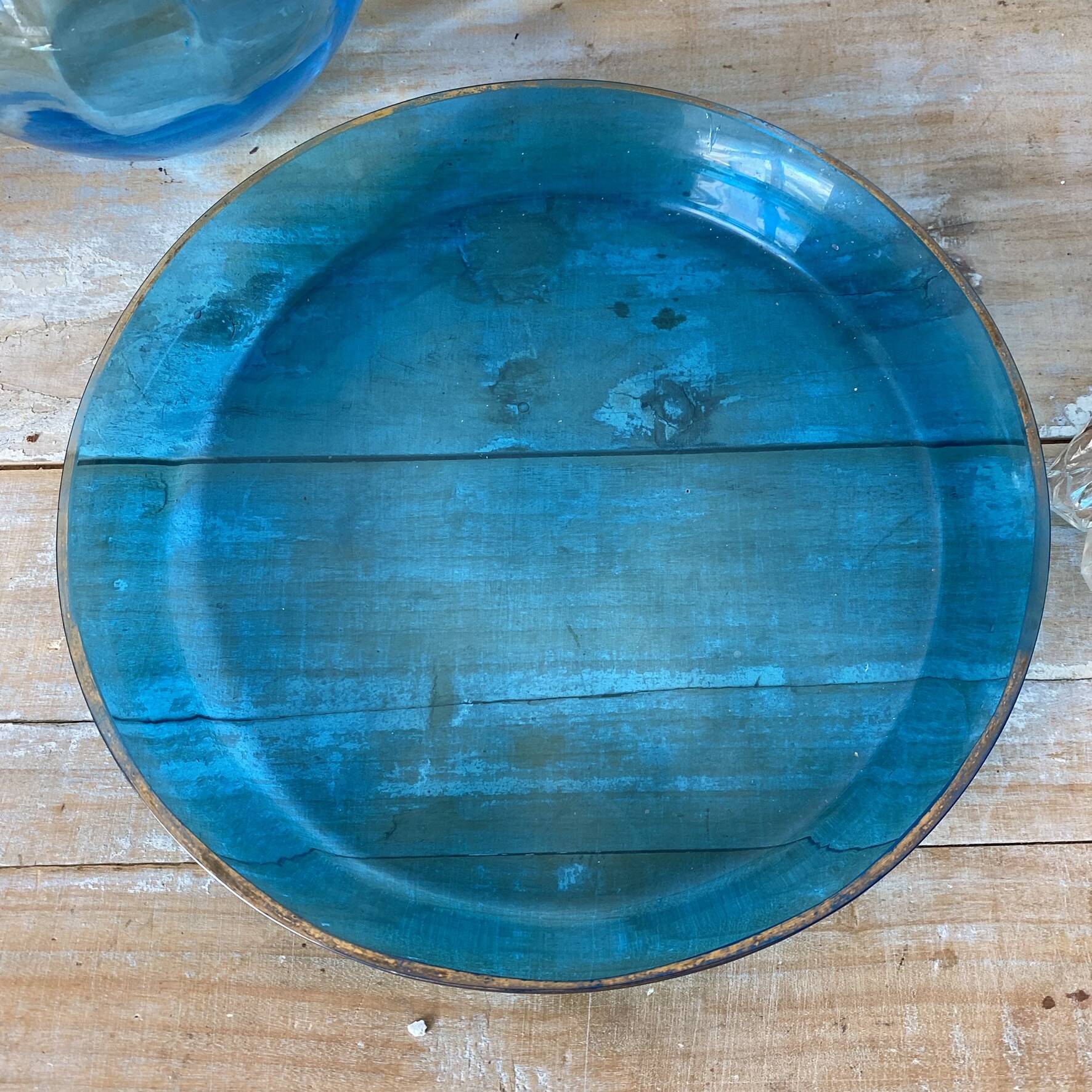 Antique glass jug and tray