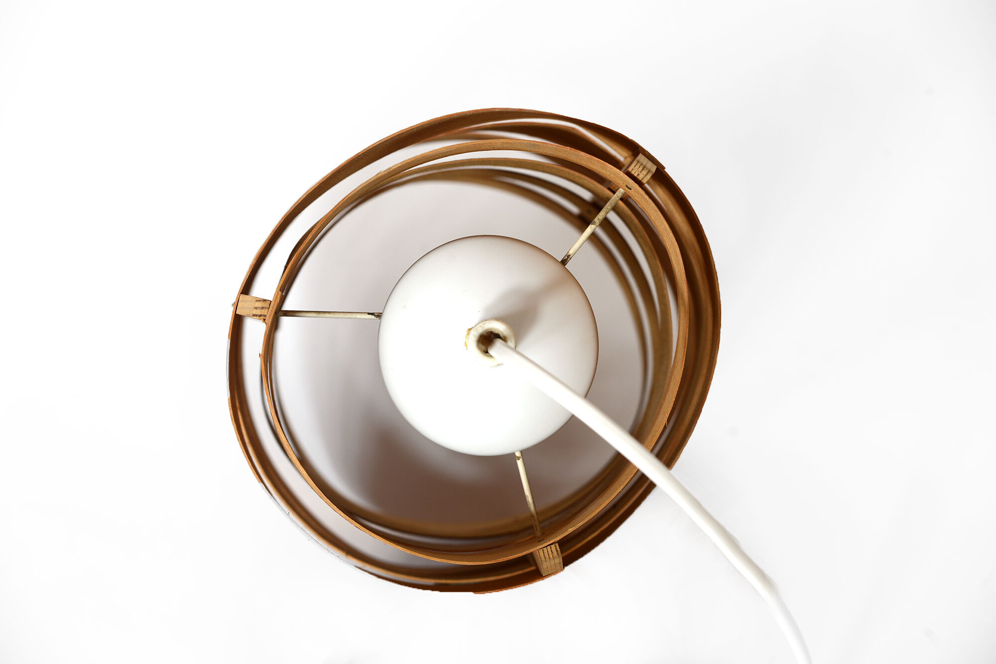 Pine veneer pendant light T499/1 "Rolf" by Hans-Agne Jakobsson for Ellysett AB. Sweden 1960s