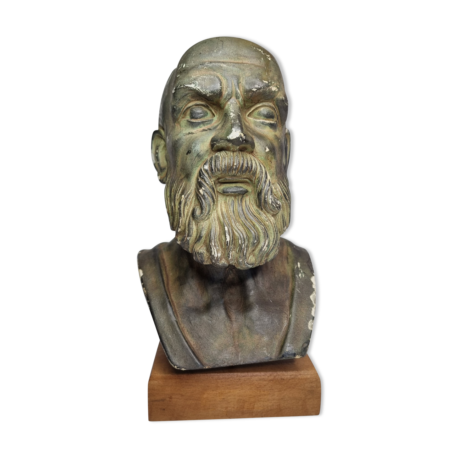 Buste d'Hippocrate en plâtre à l'imitation du bronze, 27 cm