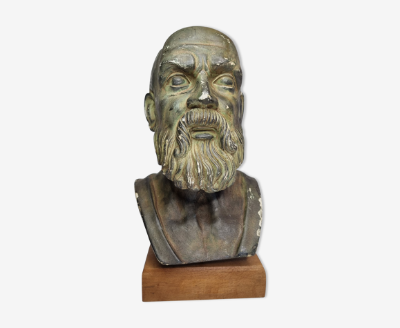Bust of Hippocrates in plaster in imitation of bronze, 27 cm