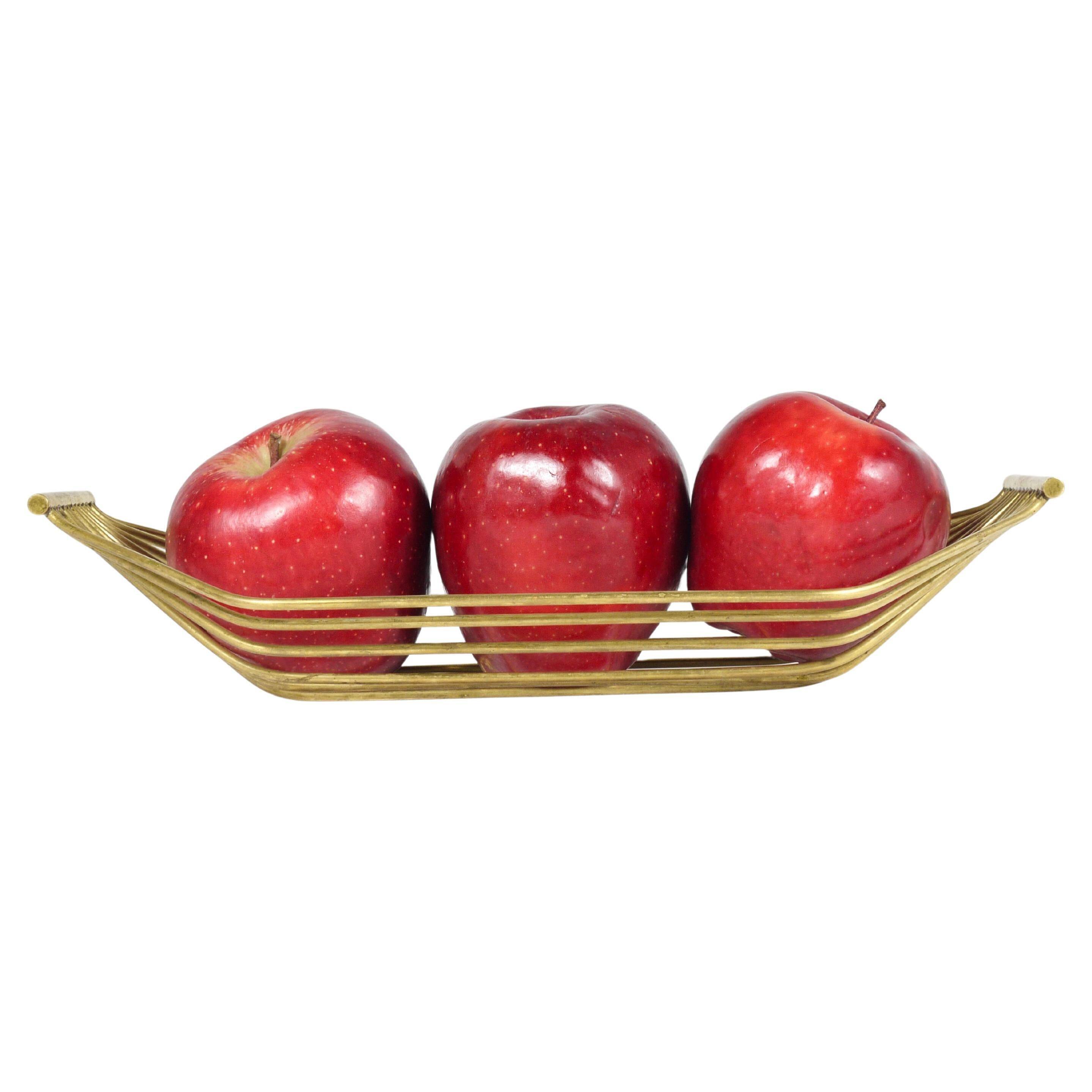 Grand panier à fruits en fil de laiton autrichien milieu du siècle, style Carl Aubock, 1950