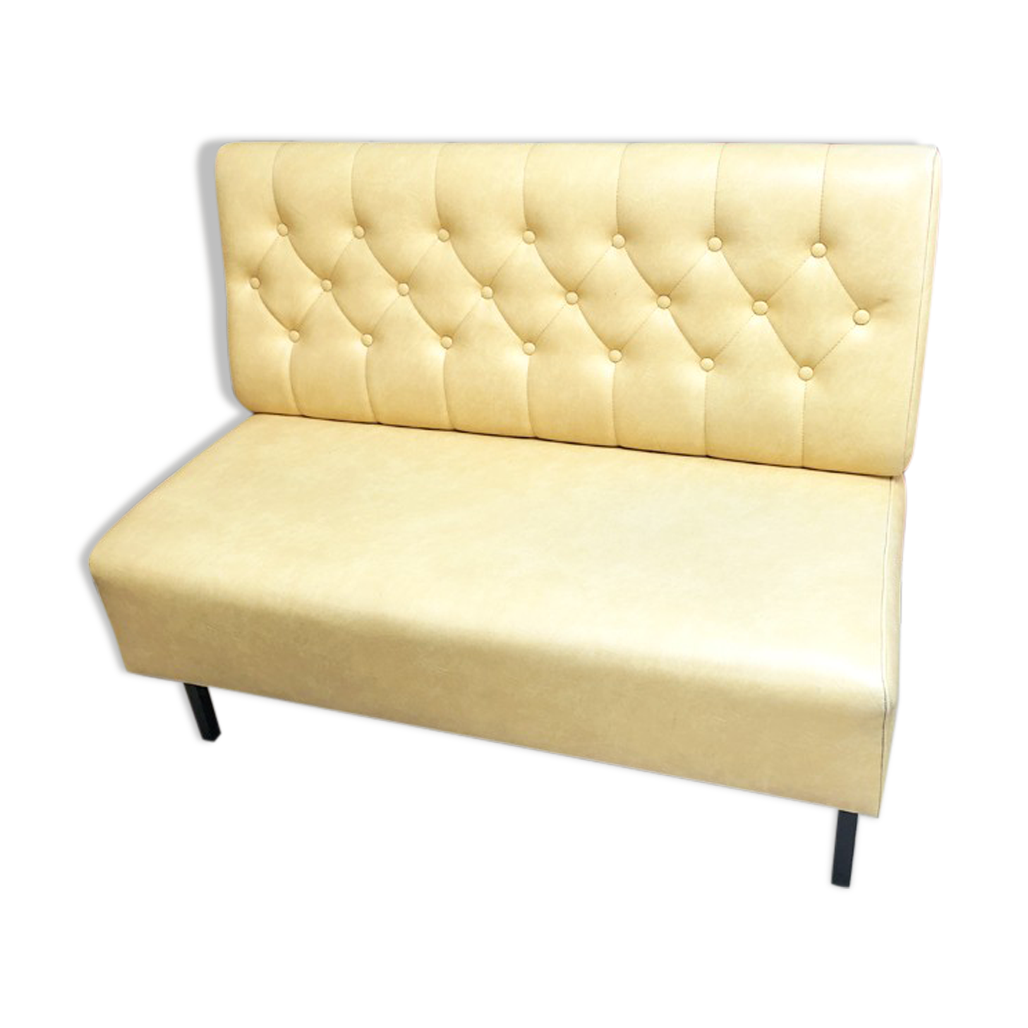 Yellow vintage bistro bench, 1960