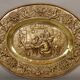 Pair Of Oval Plates In Brass Repulsed 19th century decorated with taverns