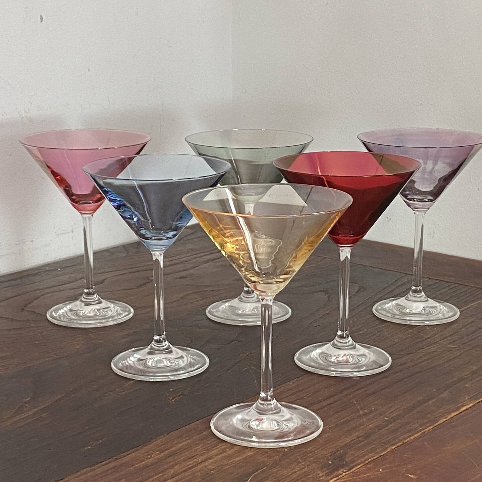 Cocktail glasses in glass