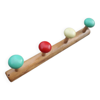 Vintage wall coat rack - Wood and plastic - 1970s