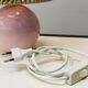 Pink Ceramic Ball Lamp - Hemp Shade - Vintage - 1980s