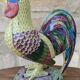 Polychrome decorative rooster in Paris Porcelain statue H30cm