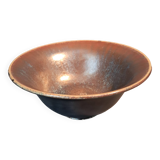 Flared cup in black and nuanced brown enameled ceramic, numbered and Sèvres stamp