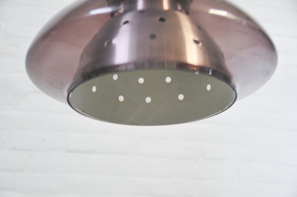 Vintage purple glass pendant lamp by Doria Leuchten 1970