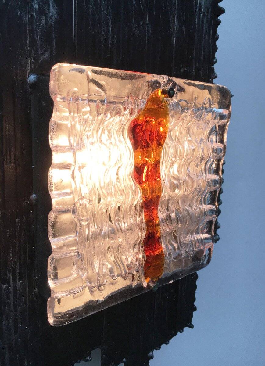 Vintage Italian brutalist wall light in wrought iron by Albano Poli for Poliarte, set of 2.