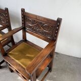 Paire de fauteuils style espagnol bois sculpté 1900
