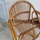 Rattan armchair and vintage Wicker-compass feet