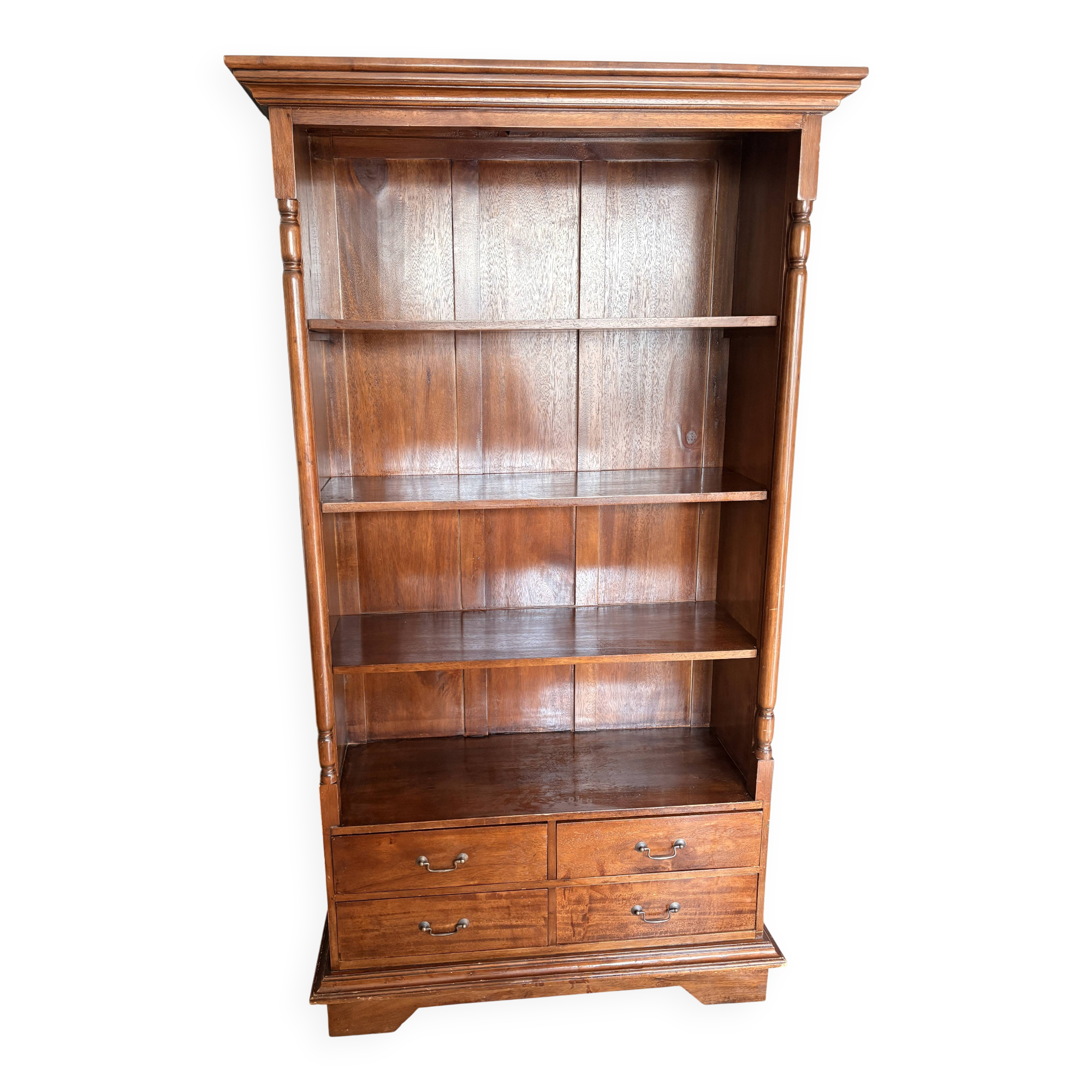 Wooden bookshelf with drawer