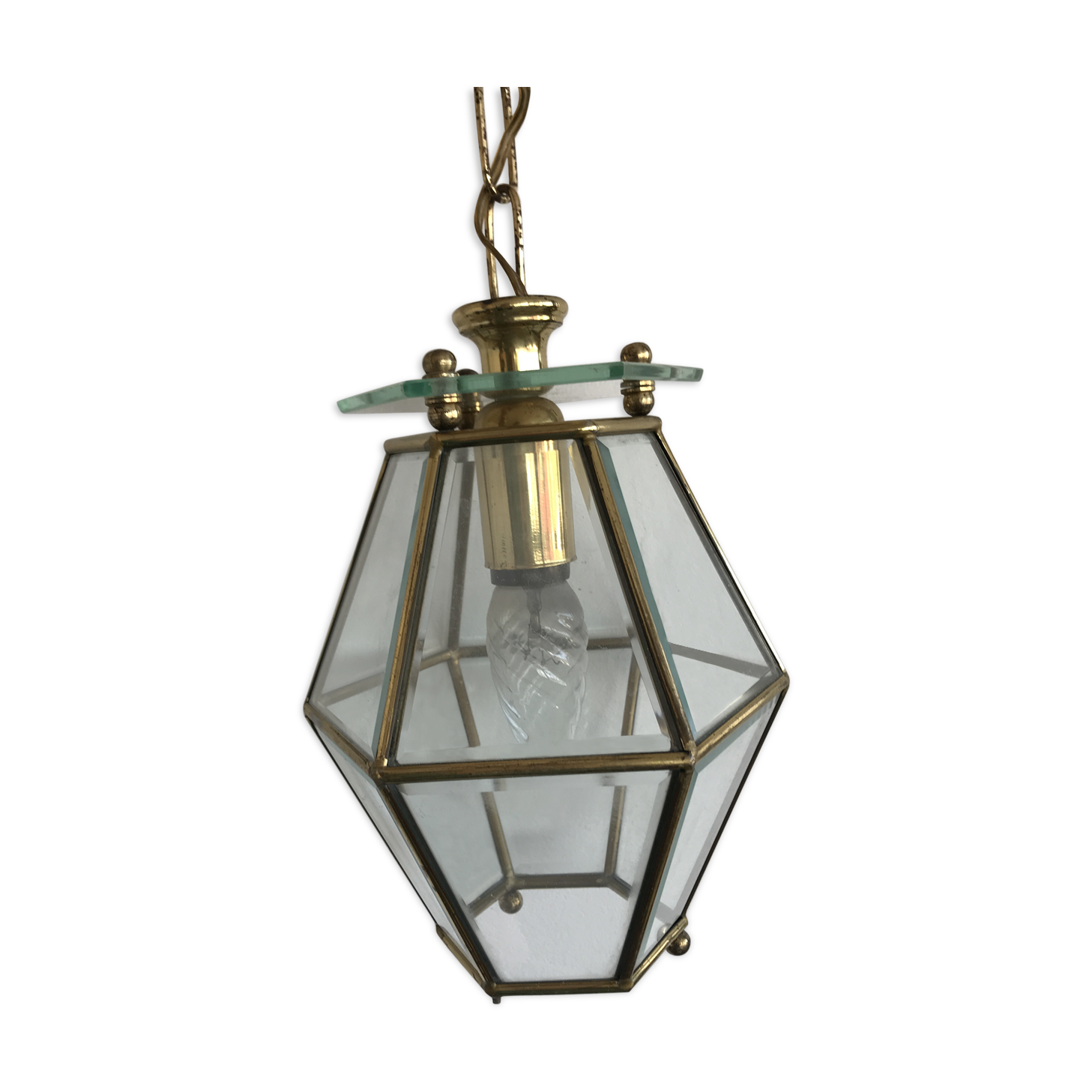 Lantern in glass and brass