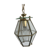 Suspension lanterne en verre et laiton