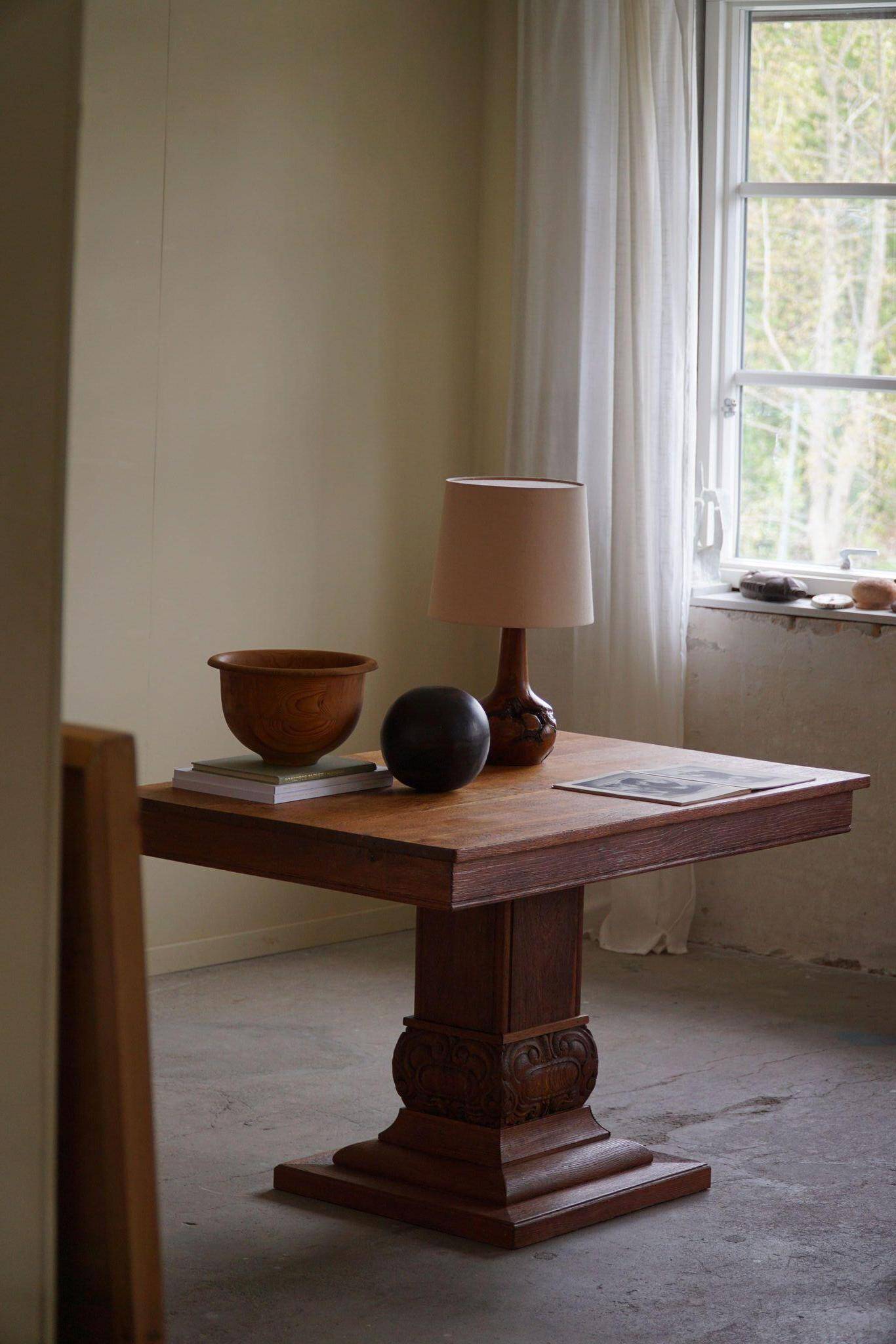Art Nouveau dining table/desk in oak, early 20th century.