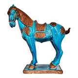 Sculpture of a Tang horse in turquoise blue earthenware