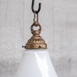 Mid-century opaline and brass pendant light