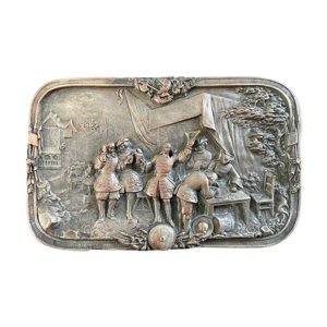 Ancienne plaque de cuivre repoussé