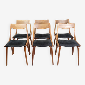 Set of 6 boomerang chairs model 370 made in teak by alfred christensen from 1950s