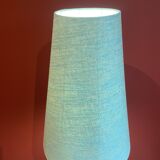 "Balustrade" lamp in terracotta, Ashoka silk shade, pistachio green.