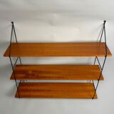 Étagère murale vintage avec trois étagères en placage de teck