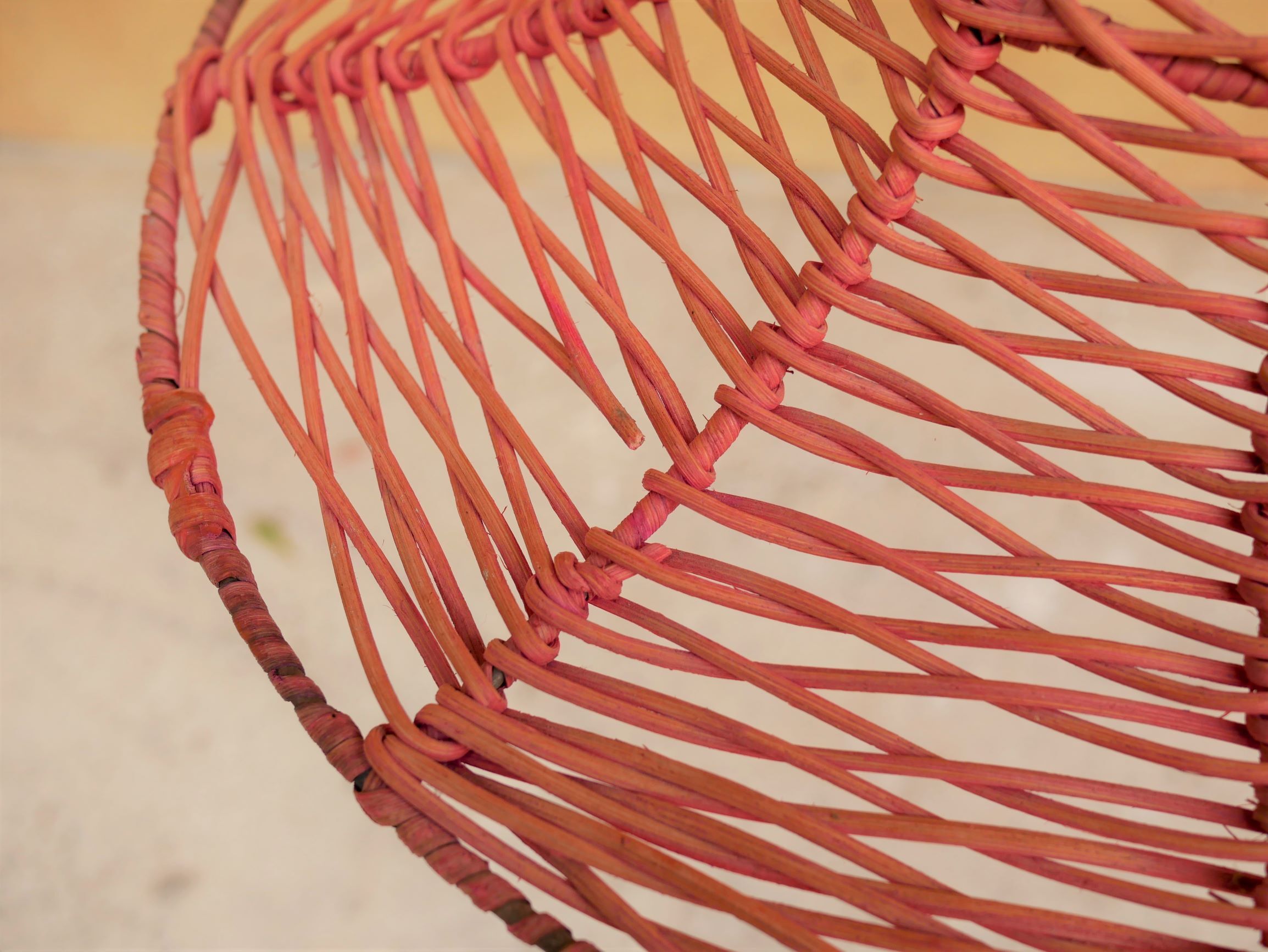 Vintage tulip hanging lamp in rattan