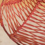 Vintage tulip hanging lamp in rattan