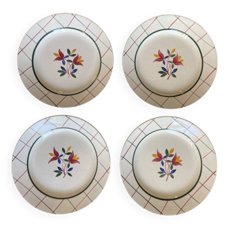 4 assiettes plates de Gien sce Tamaris