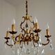 Lovely Quality Brass 6 Light Scrolled Acanthus Leaf Crystal Cage Chandelier 3626