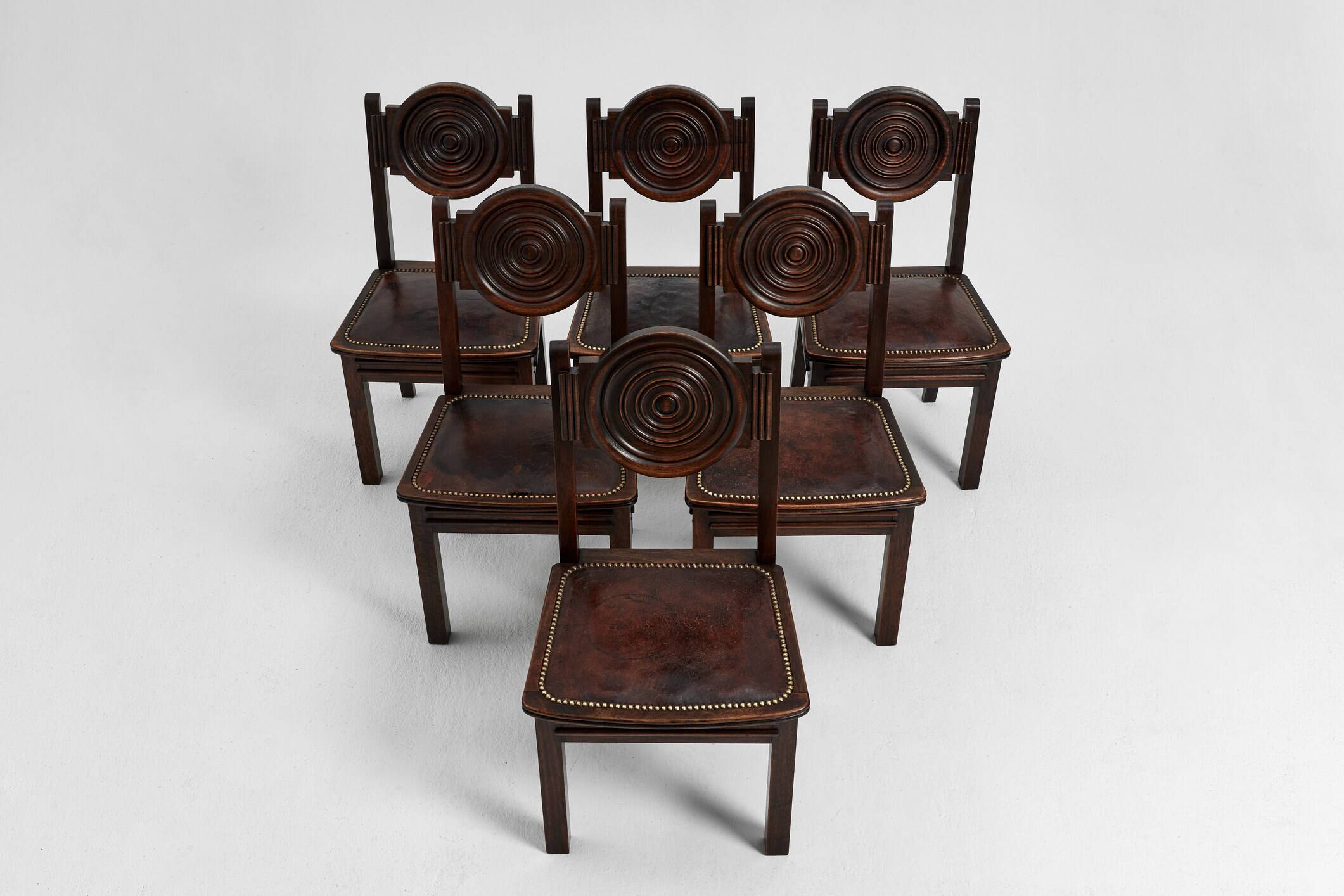 Ensemble de six chaises de salle à manger, acajou, France, années 1930 - Etienne Kohlmann