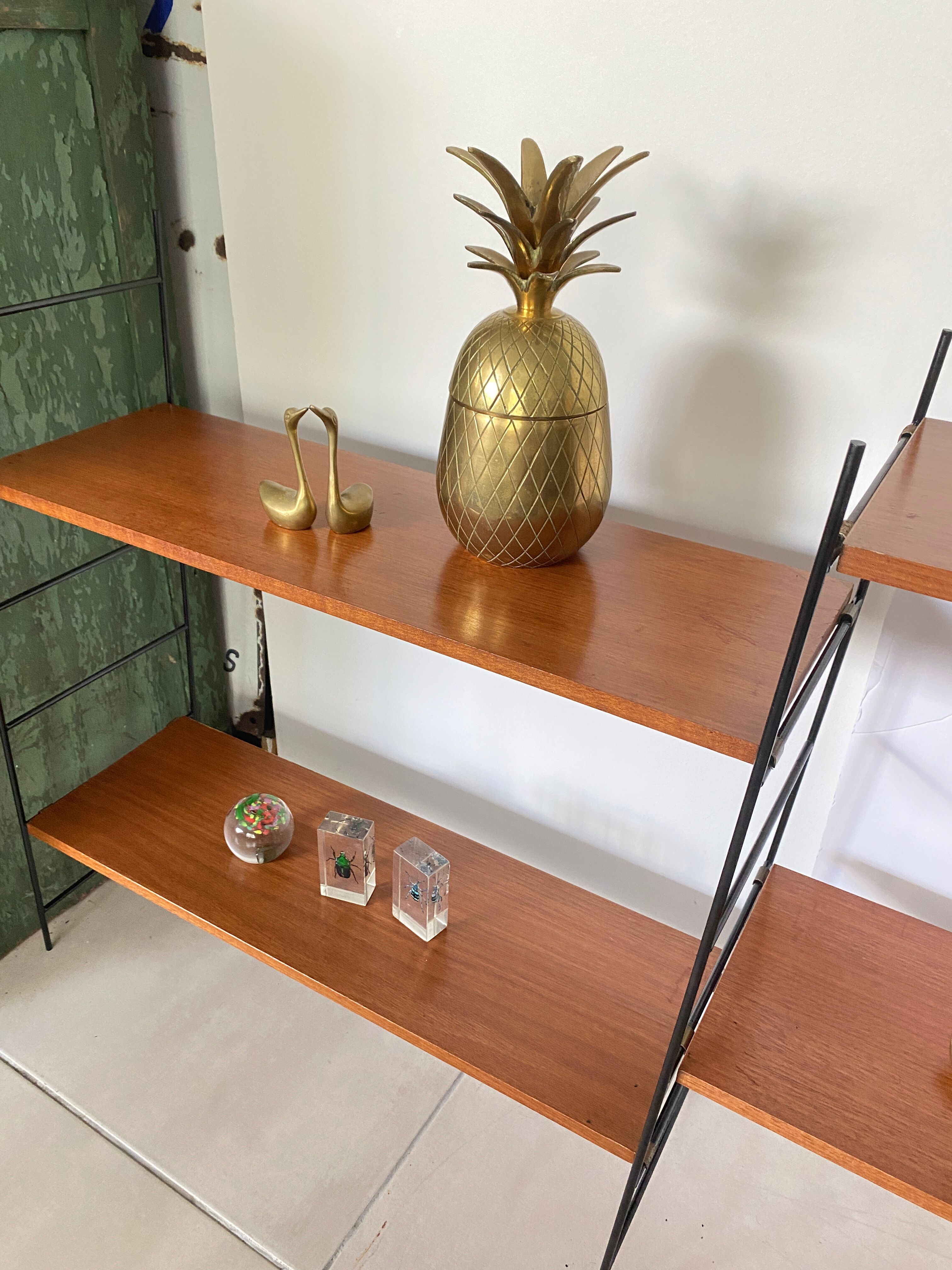 Vintage wooden string shelves