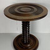 Brutalist Wood Turned Wine Press Side Table in the style of Charles Dudouyt
