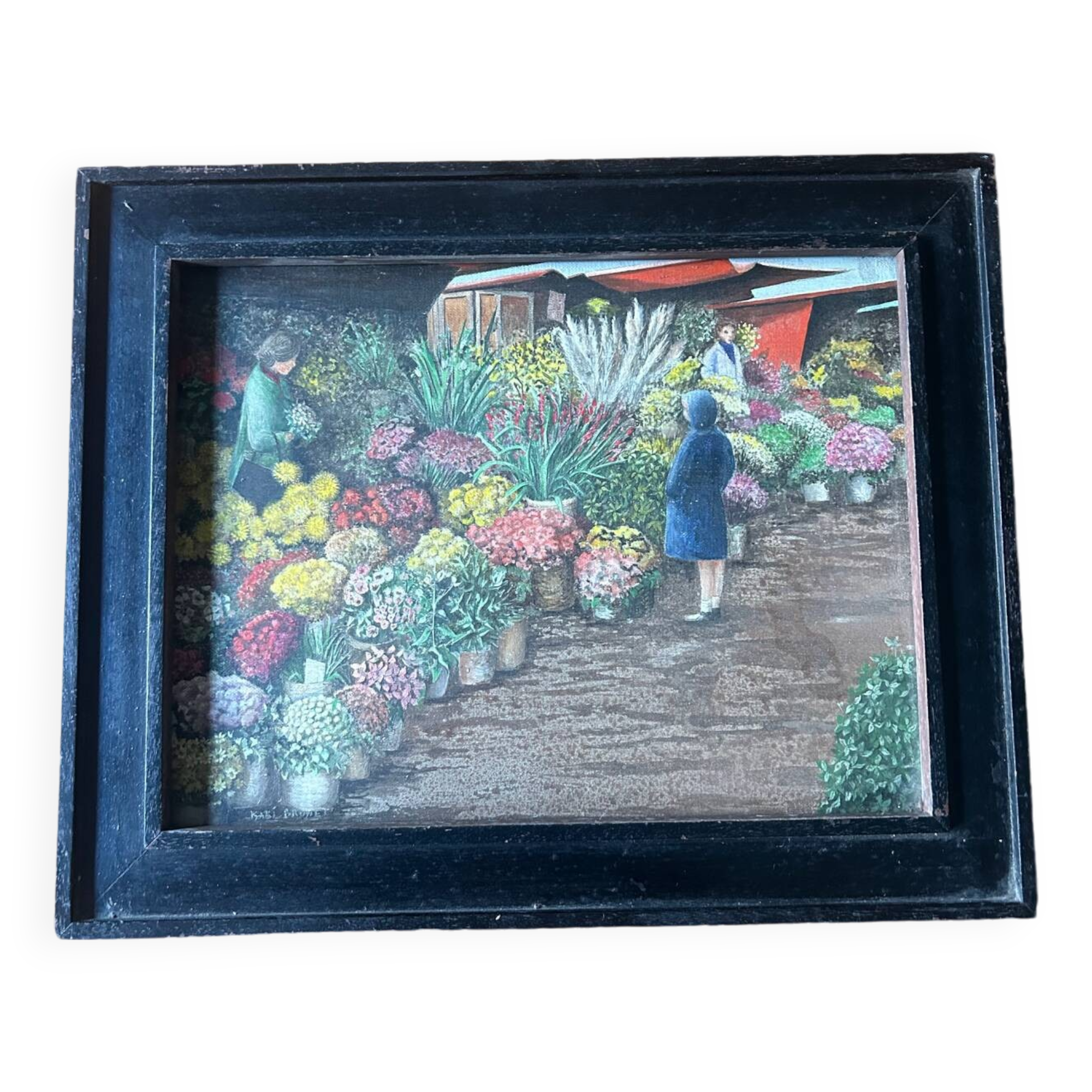 Framed painting by Kaki Brunet “flower market”