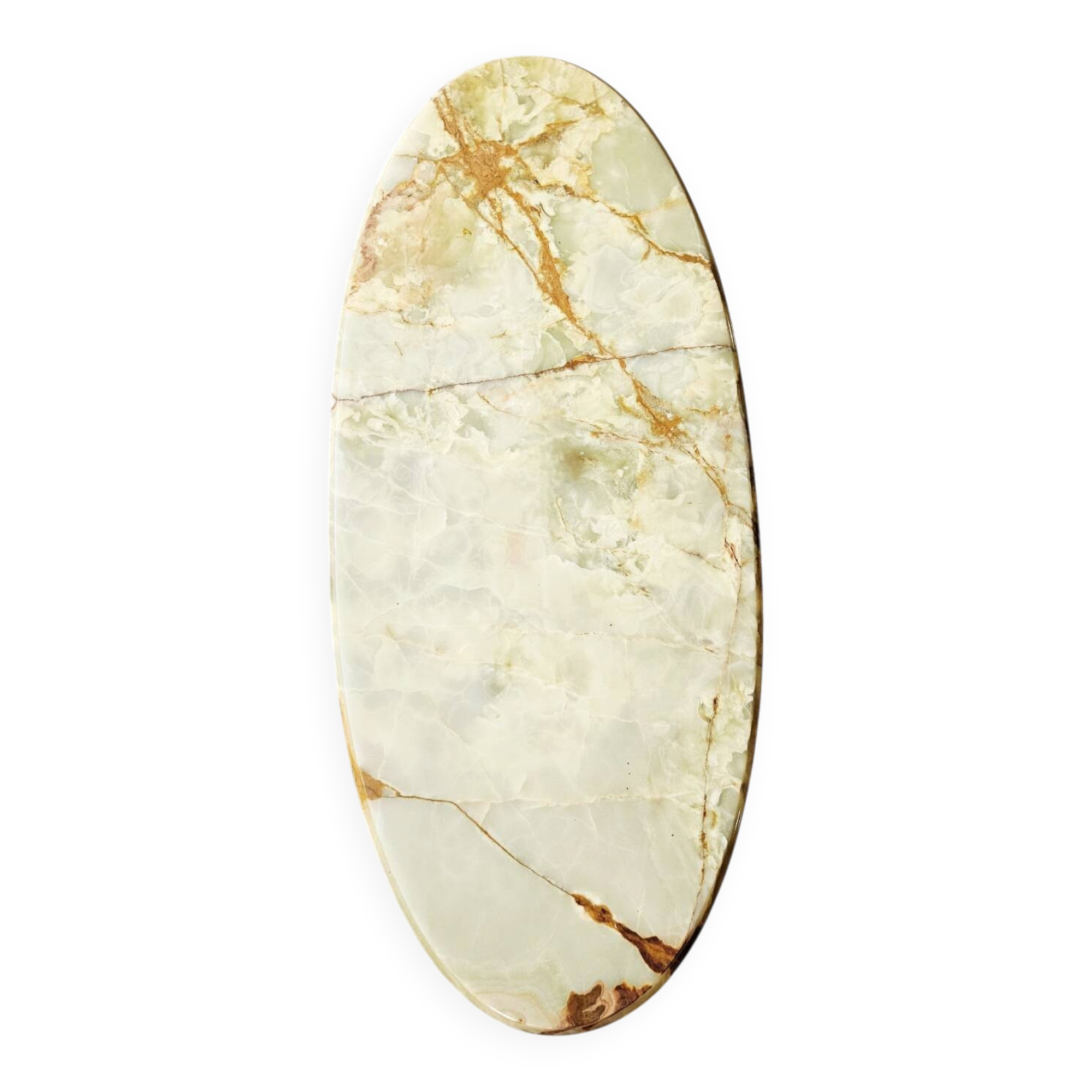 Oval coffee table in onyx and bronze – natural stone top – st