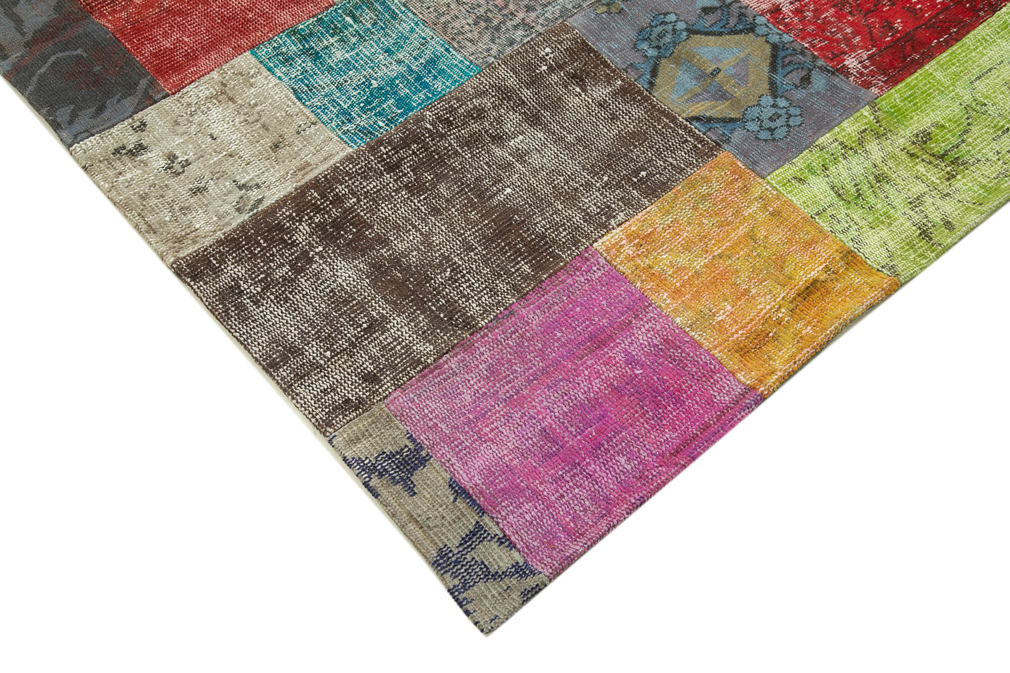 Handwoven Turkish Contemporary 203 cm x 301 cm Multicolor Patchwork Carpet