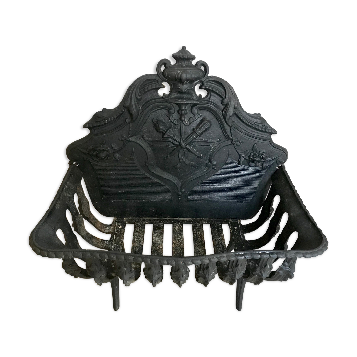 Cast iron fireplace cradle log holder