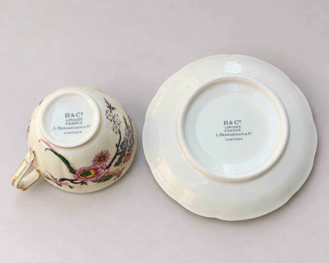 Set of 4 cups and 4 saucers Bernardaud Limoges – Chinese Birds
