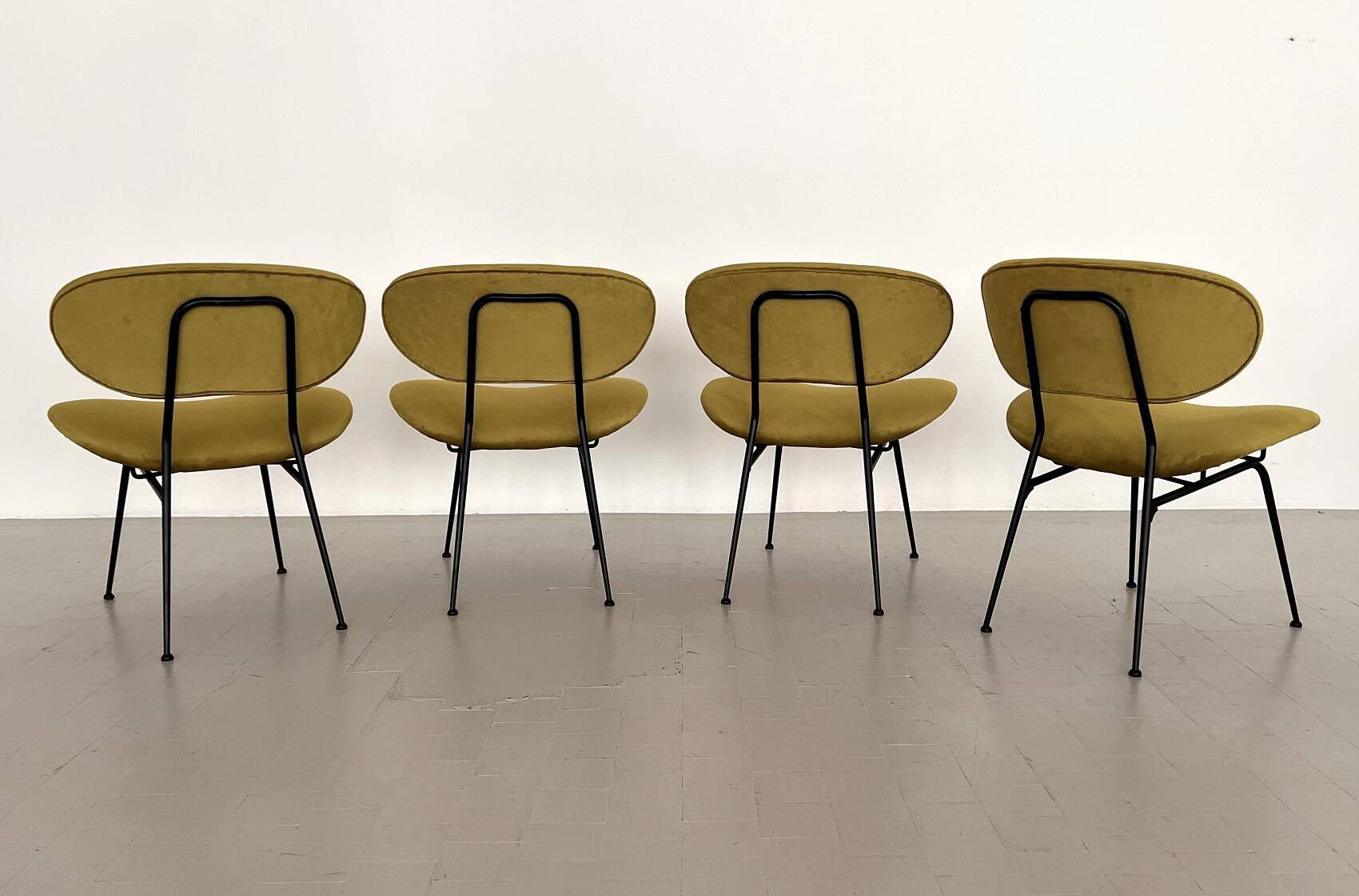 Italian Reupholstered Lounge Chairs, Set of 4pcs.