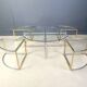 Large coffee table set in brass and glass, 1970s