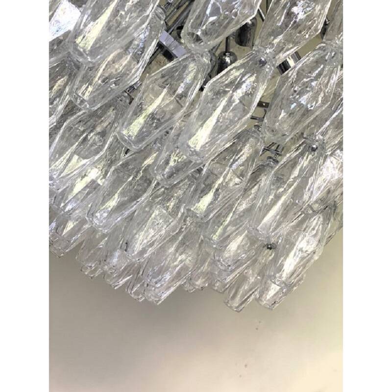 Contemporary Large Clear "Poliedri" Murano Glass Chandelier